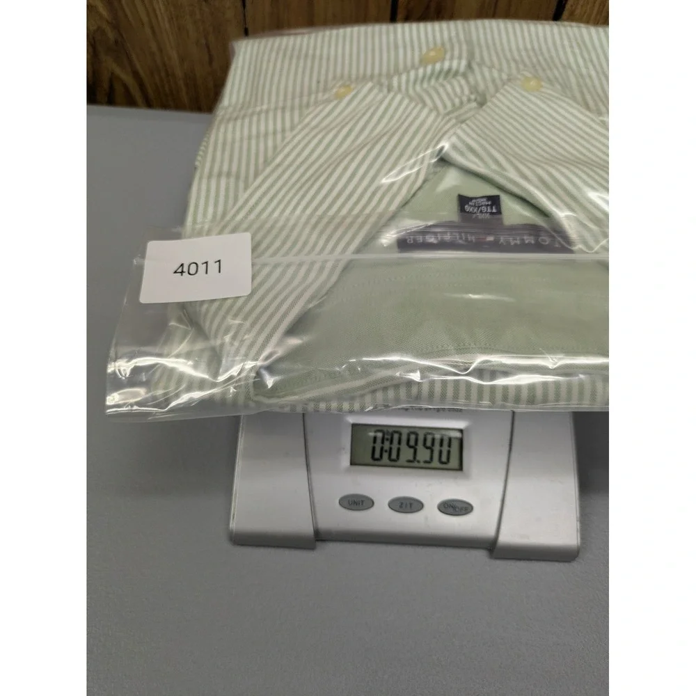 Tommy Hilfiger Short Sleeve Button Down Shirt‎ Mens XXL Green White Striped